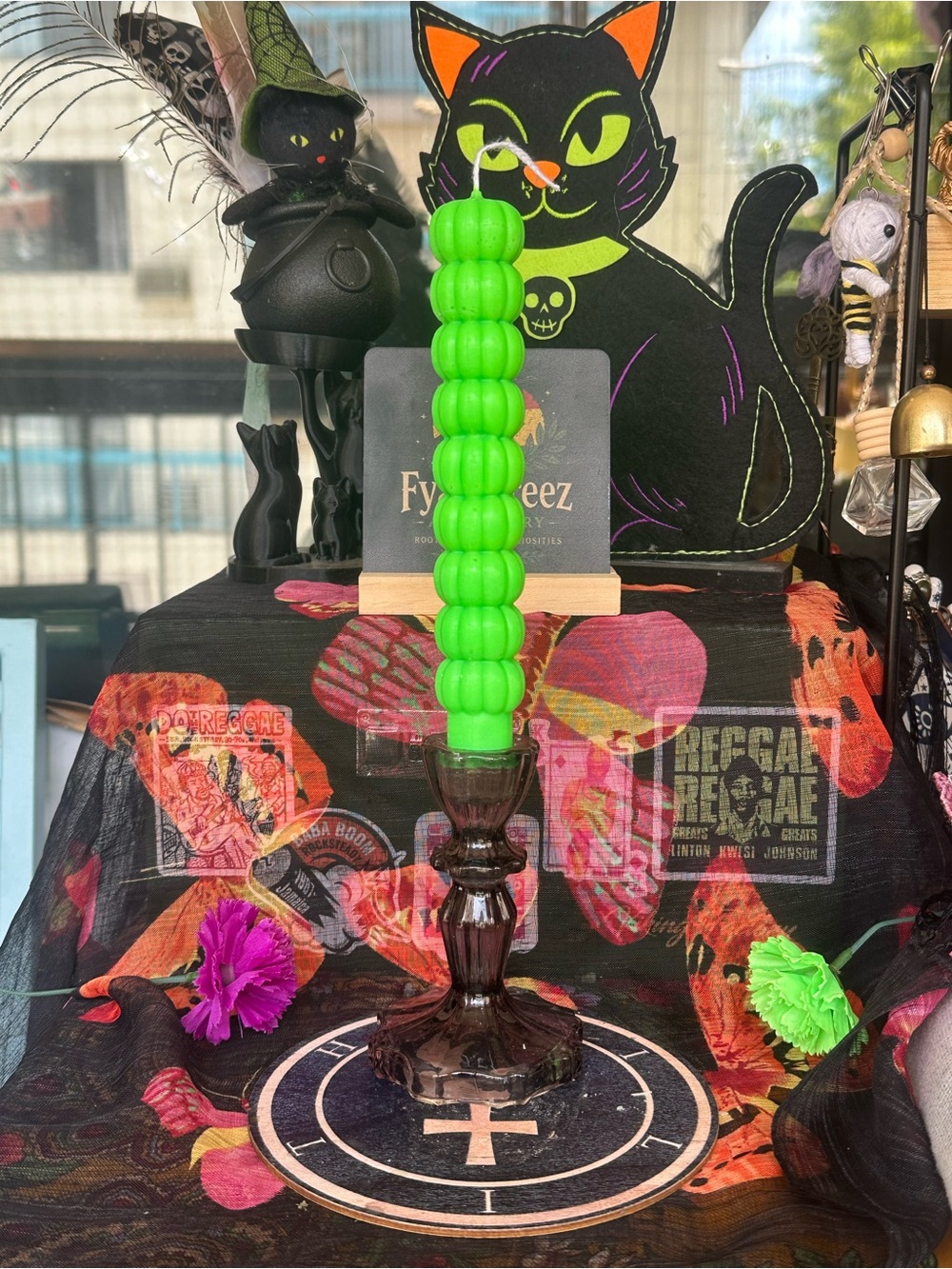 Handmade Green Stacked Pumpkin Taper Candle – Halloween Fall Candle